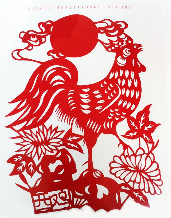 Paper-cutting Rooster art