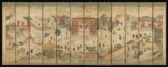 中国古代建筑和人物的场景画