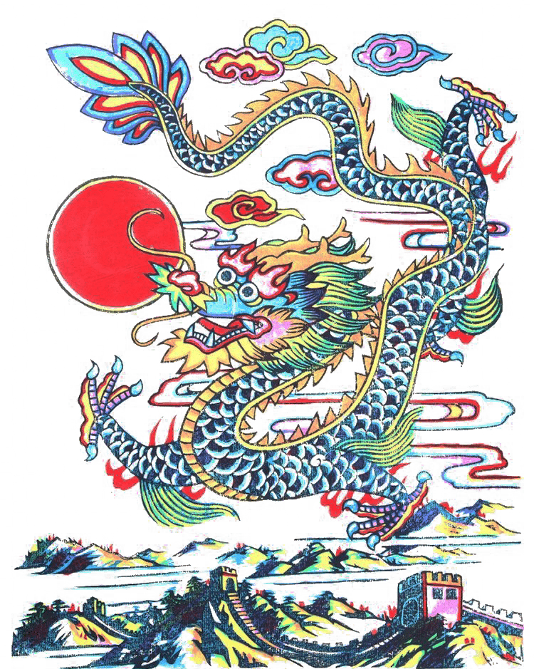 colorful chinese dragons