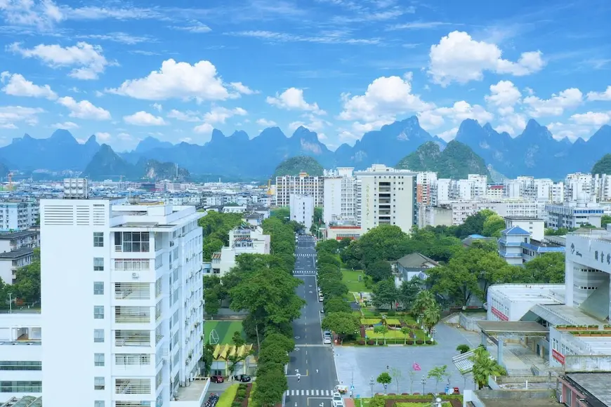 aerial view of guangxi normal university campus