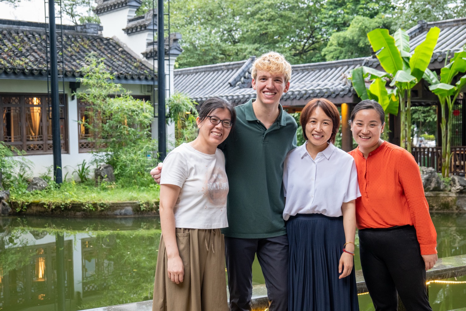 Group portrait at dinner