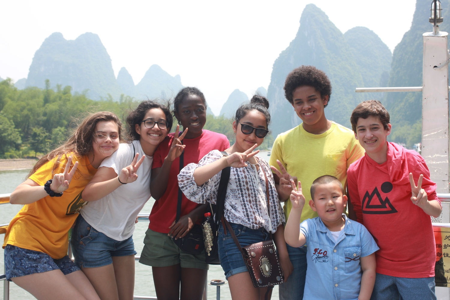 Group photo with karst mountains
