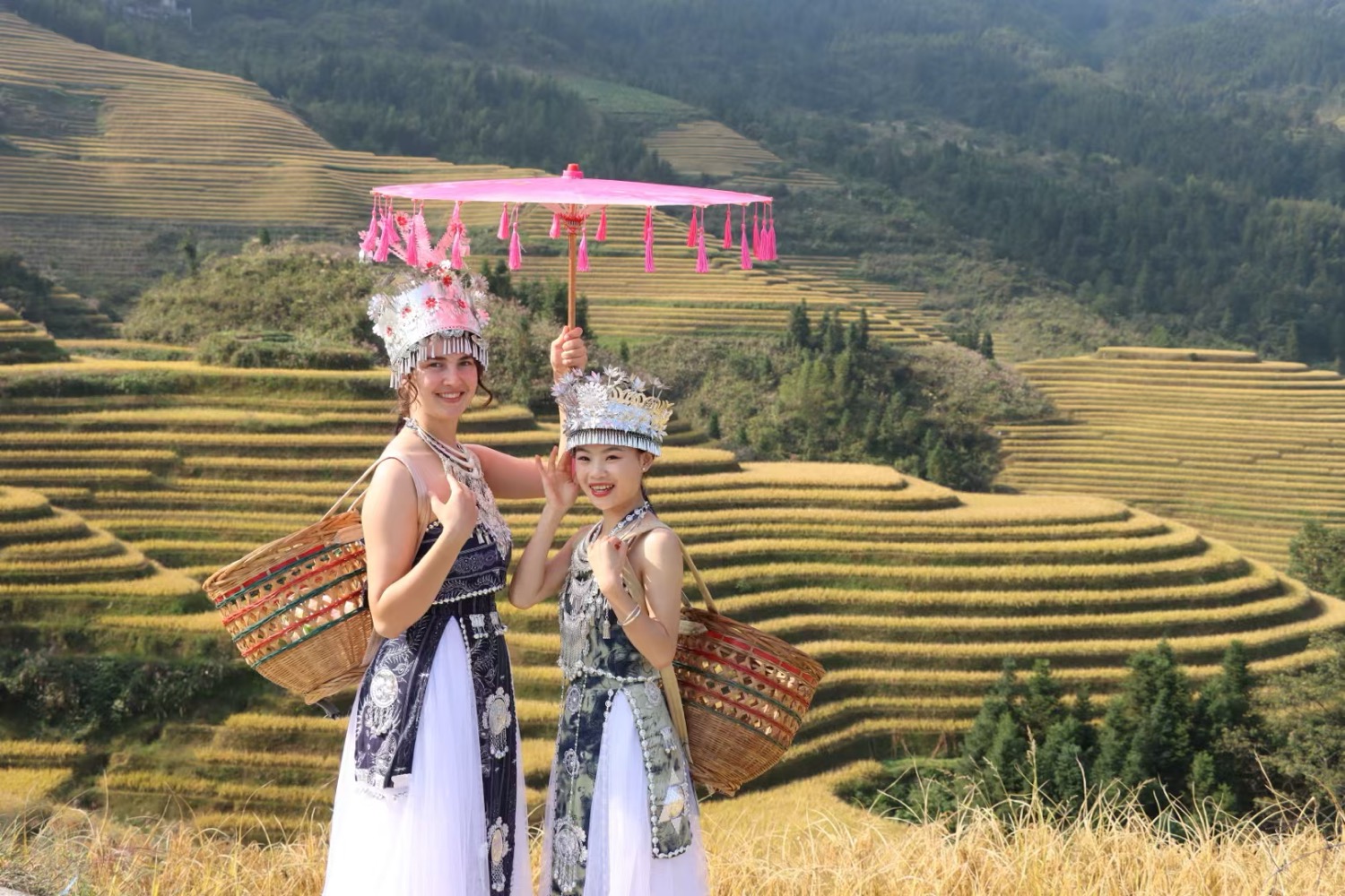 Student at rice terraces